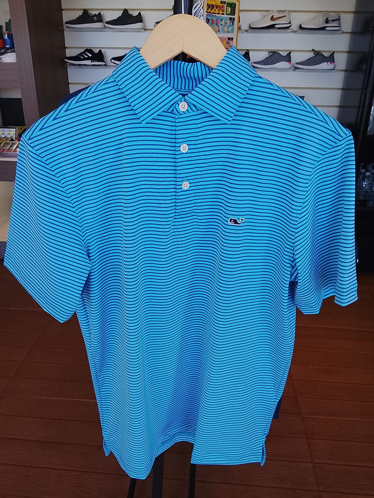 camisa polo masculina Vineyard Vine azul com listras azul marinho S