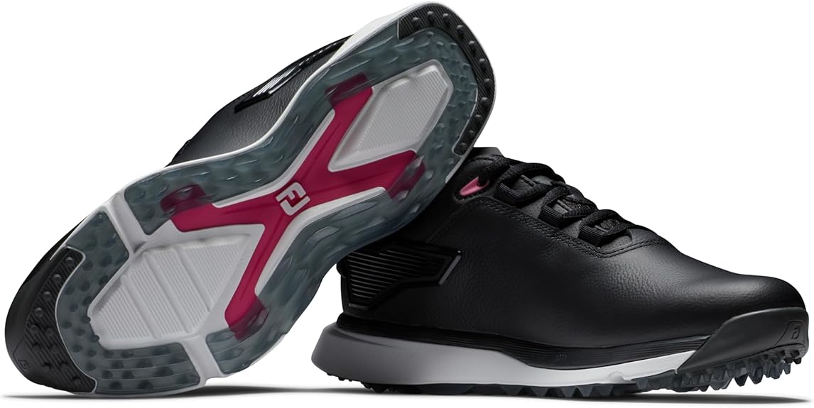 tênis FJ Footjoy Pro/SLX preto com solado detalhes em vermelho