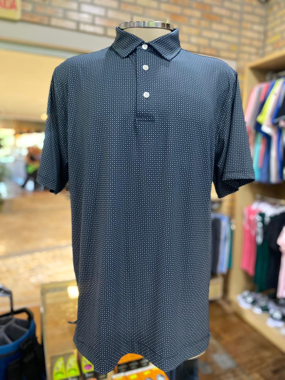 Camisa Polo FJ Estampada PReta c/ bolinhas tm L
