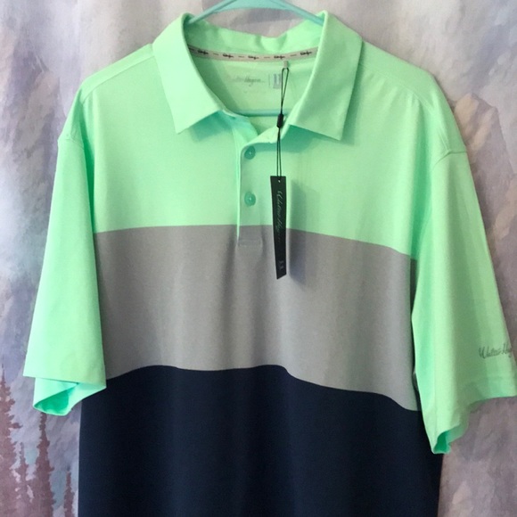 polo masculina Walter Hagen cor verde limão/cinza/azul marinho