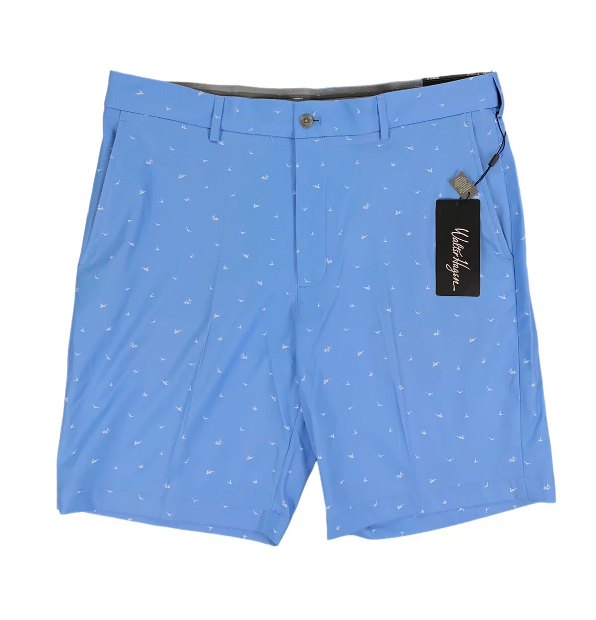 shorts masculino Walter Hagen azul com pássaros brancos
